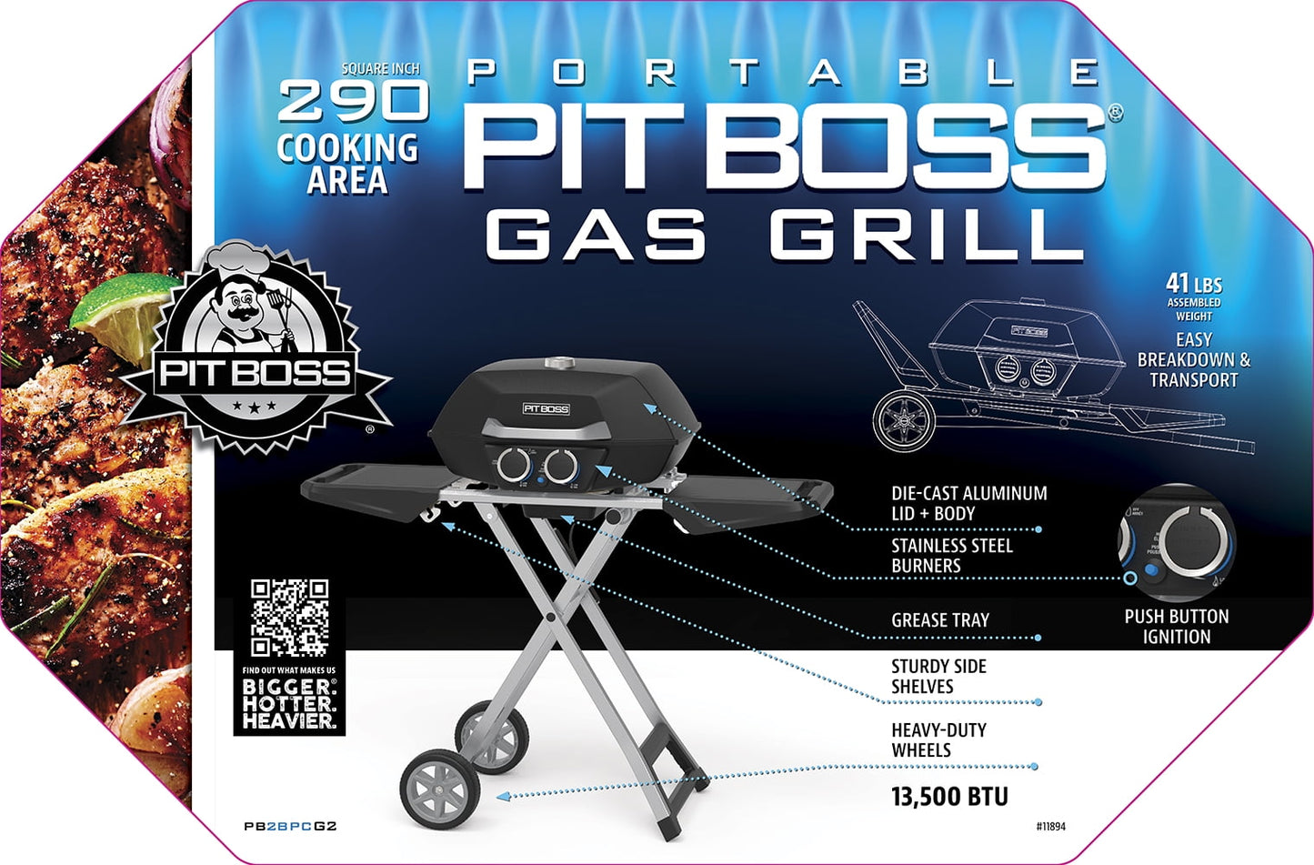Pit Boss 2-Burner Portable Gas Grill with Collapsible Cart