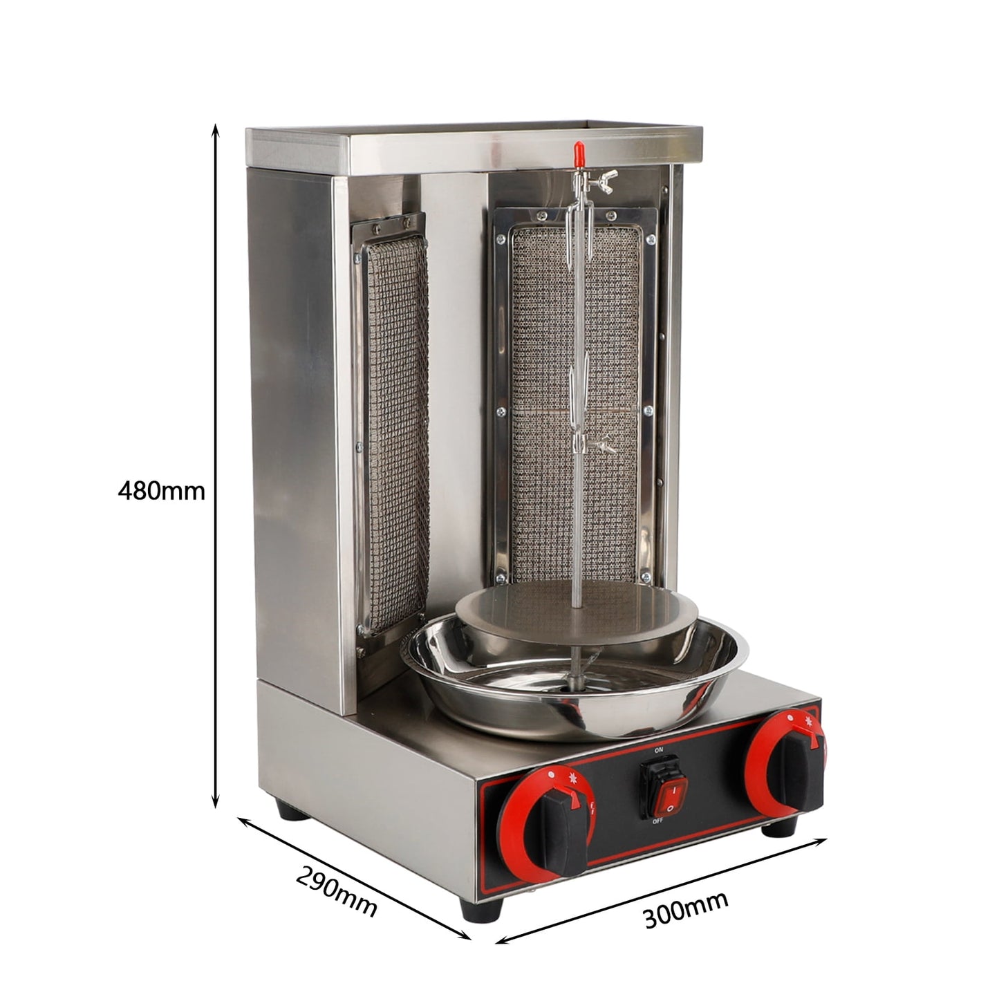 Shawarma Grill Machine Propane Doner Kebab Machine Vertical Broiler with 2 Burner