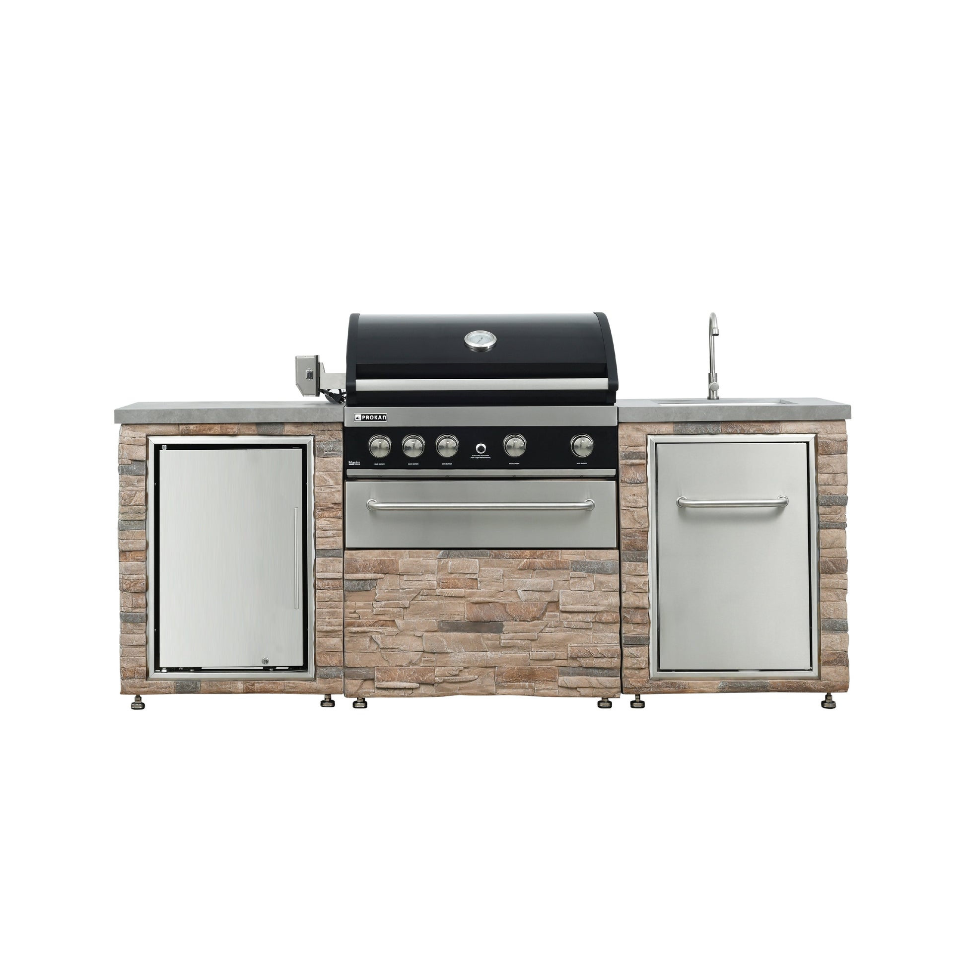 Desert Sunrise 5B Propane Grill Island With 63L Fridge and Sink