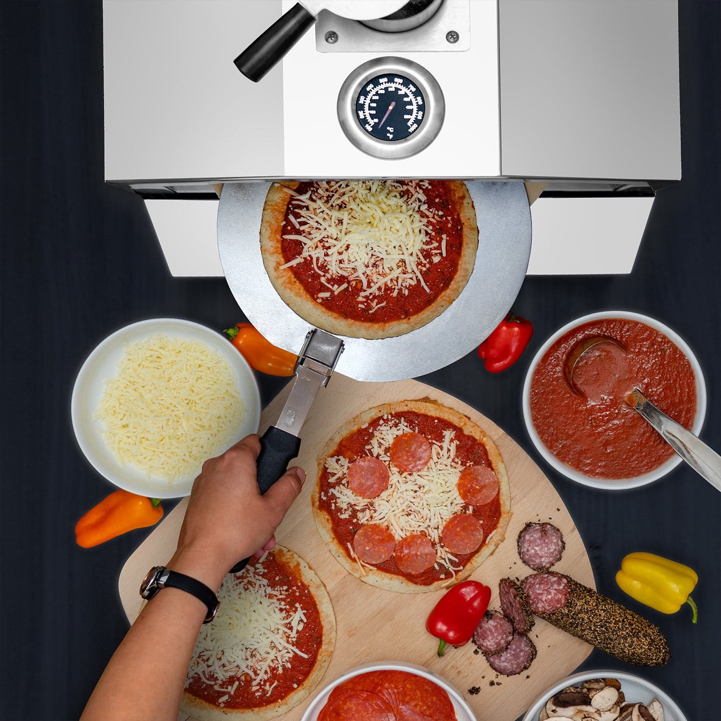 Deco Chef Portable Outdoor Pizza Oven and Grill with Propane Gas CSA Approved Regulator and Hose, Includes Pizza Peel, Stone, Easy Temperature Dial, Built-In Thermometer, and Grill Rack