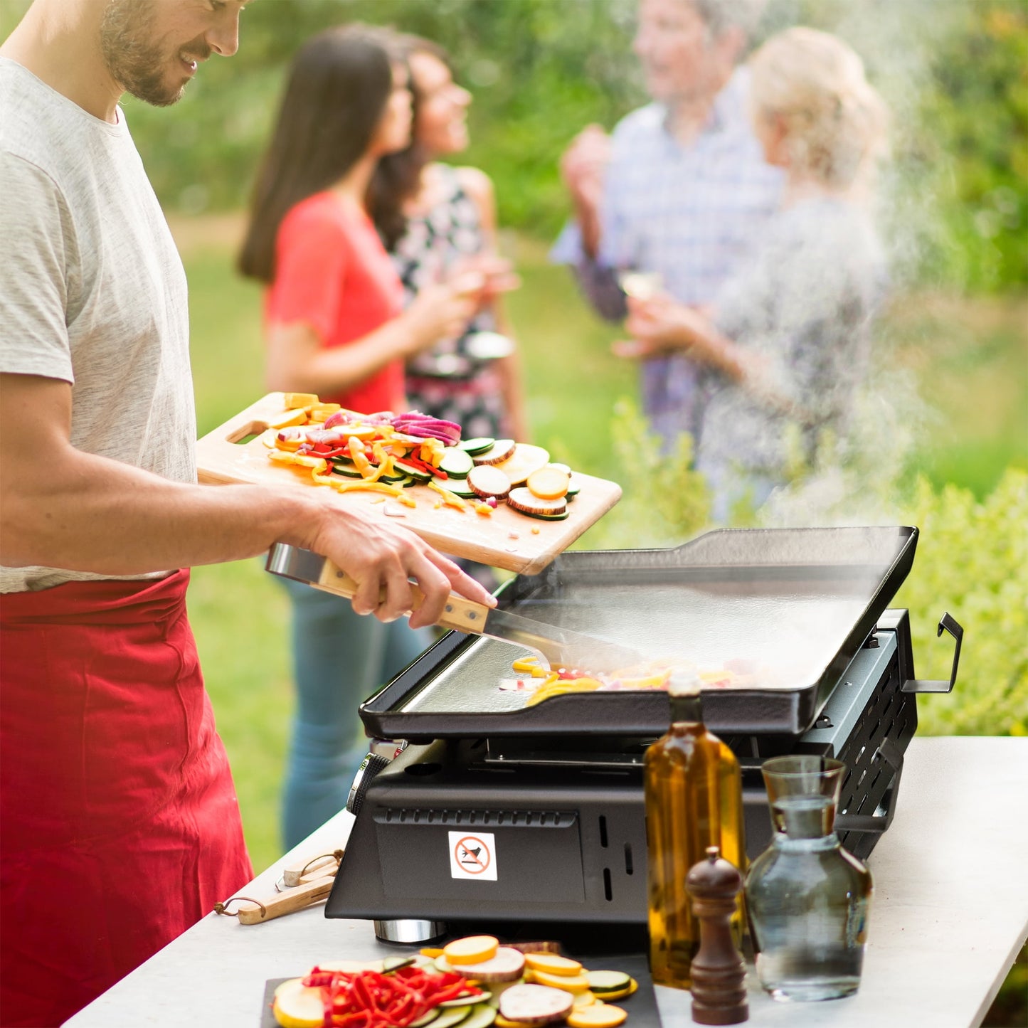 Royal Gourmet PD2301S 24" 3-Burner Portable Gas Griddle with Top Hard Cover