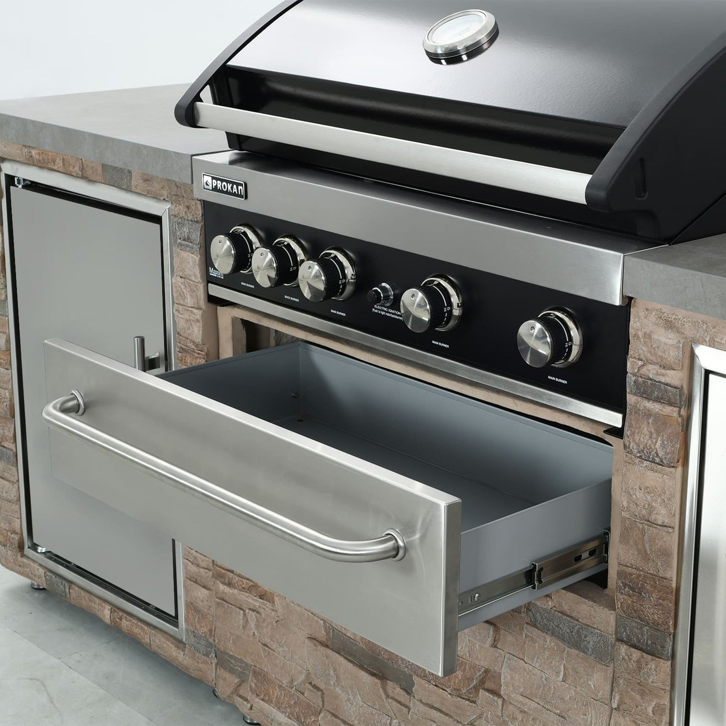 Desert Sunrise 5B Propane Grill Island With 63L Fridge and Sink