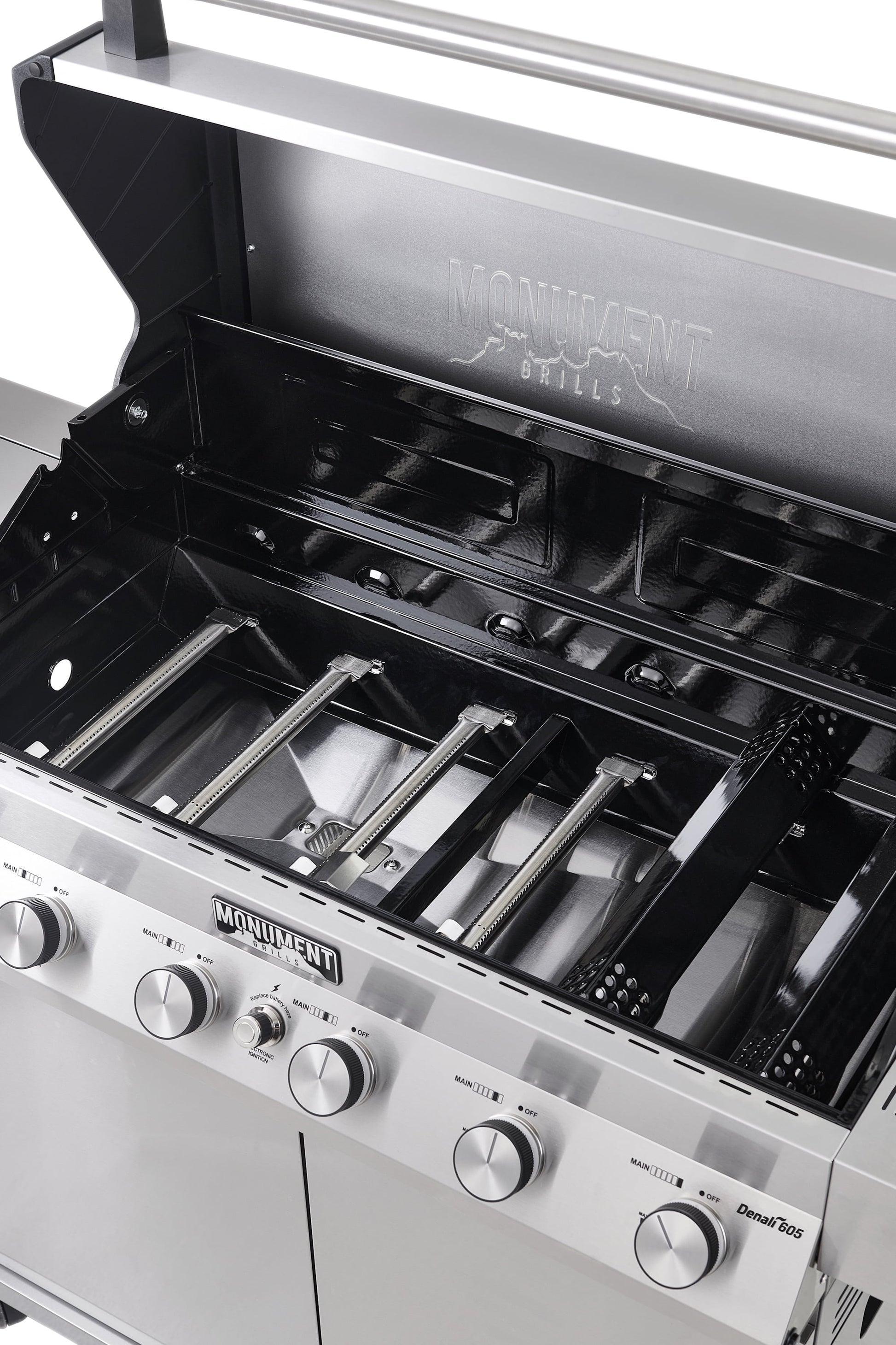 Denali 6-Burner Propane Gas Grill in Stainless with Clearview Lid, 3-Phase LED Controls and Side Burner
