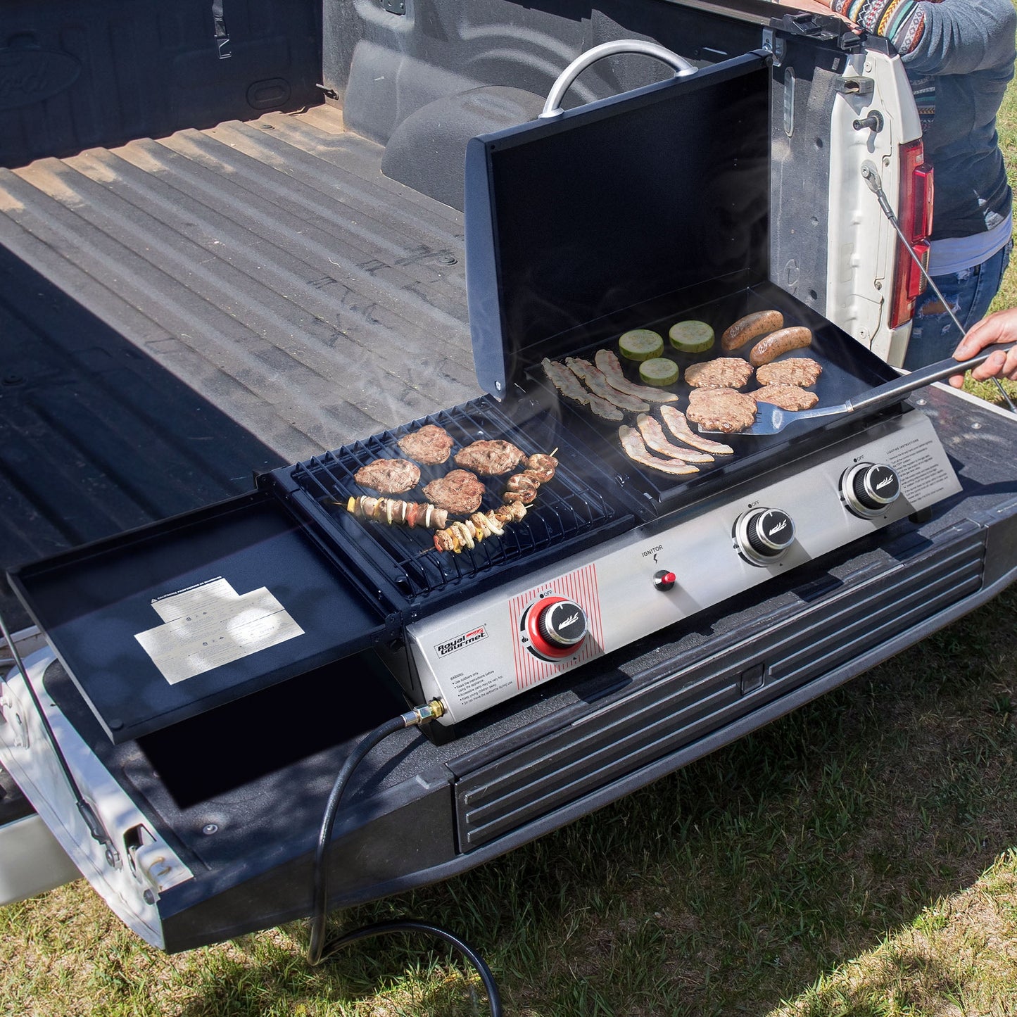 Royal Gourmet 3-Burner Portable Gas Griddle with Side Burner, PD1305H