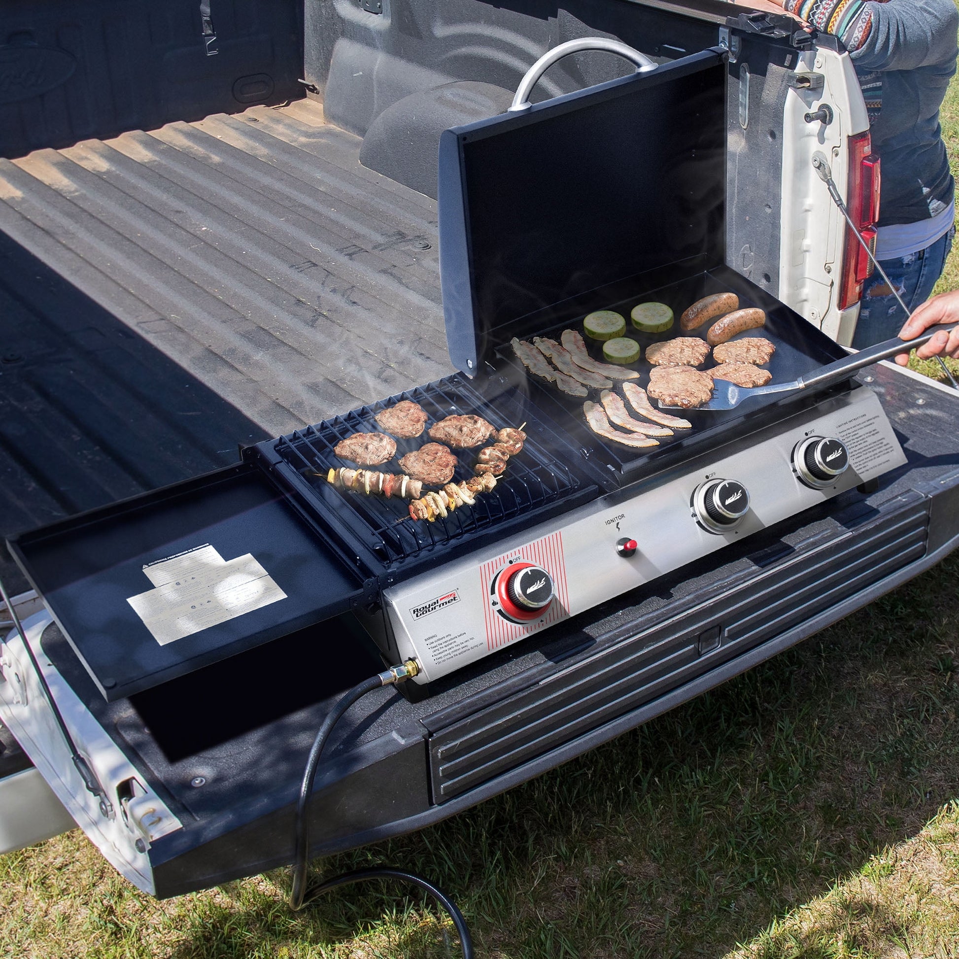 Royal Gourmet 3-Burner Portable Gas Griddle with Side Burner, PD1305H