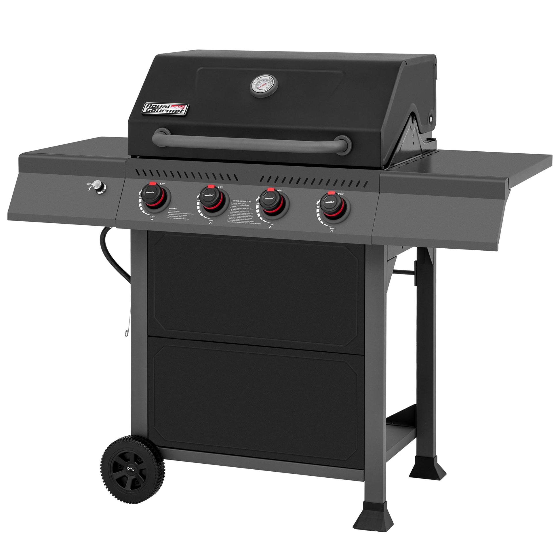 Royal Gourmet GA4401T 4-Burner BBQ Gas Grill with Side Shelves, 40,000 BTU Output, Perfect Patio Garden Picnic Backyard Barbecue Grill for Outcooking