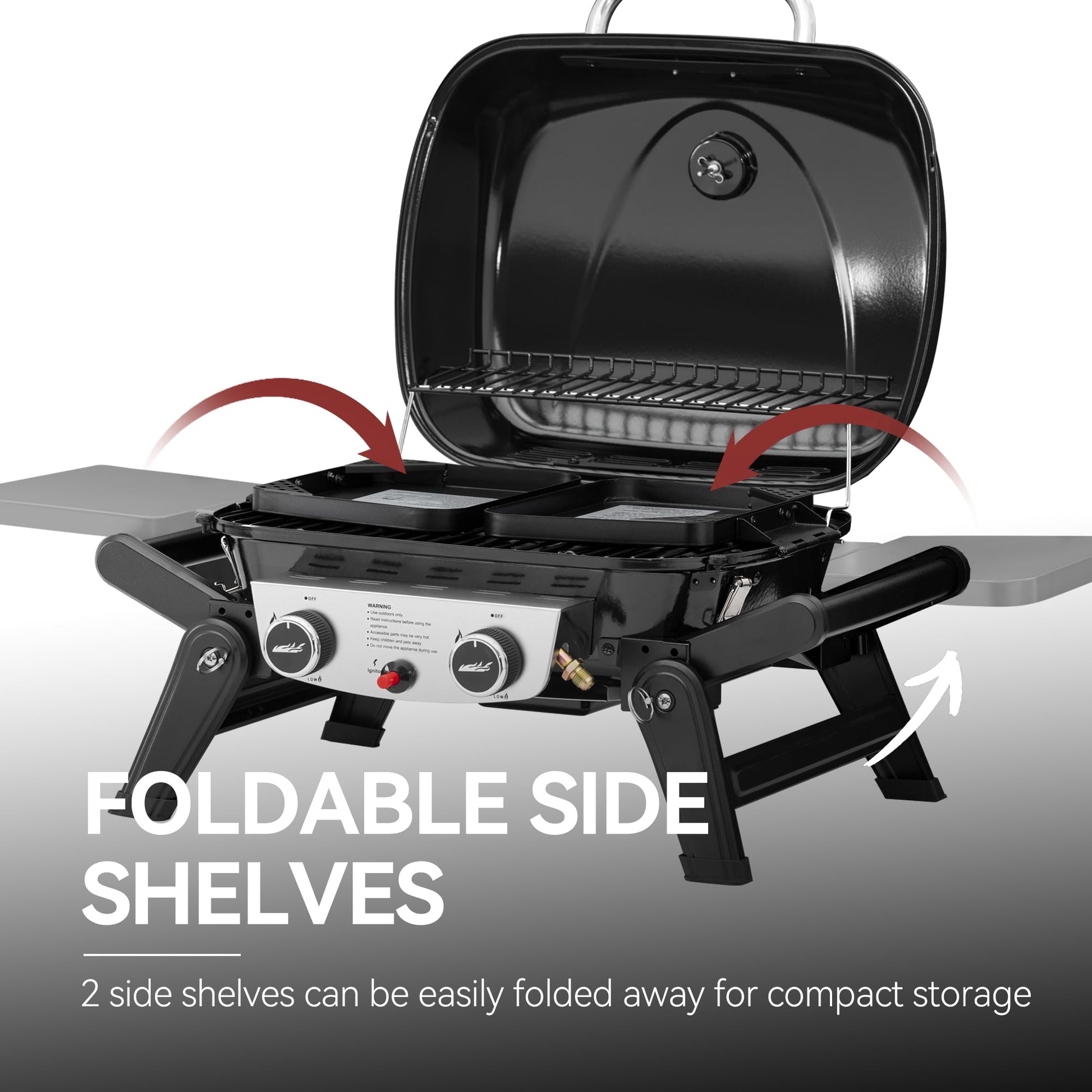 Royal Gourmet GT2005 2-Burner Portable Propane Gas Grill, Tabletop Gas Grill for Outdoor Cooking & Grilling with Foldable Side Tables