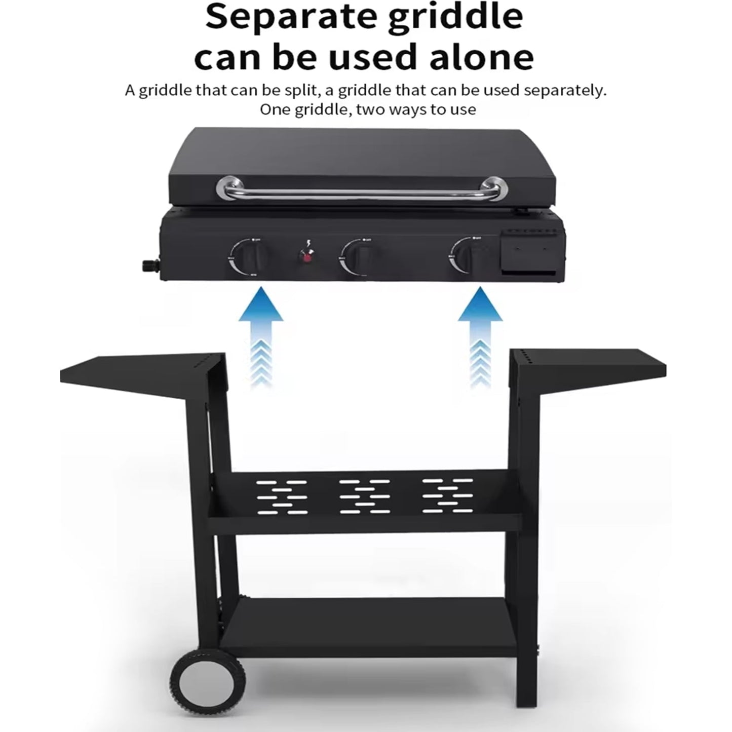 SUGIFT 3-Burner Propane Gas Griddle Outdoor Flat Top Gas Grill Can Be Detached Table Top Griddle, for BBQ, Camping