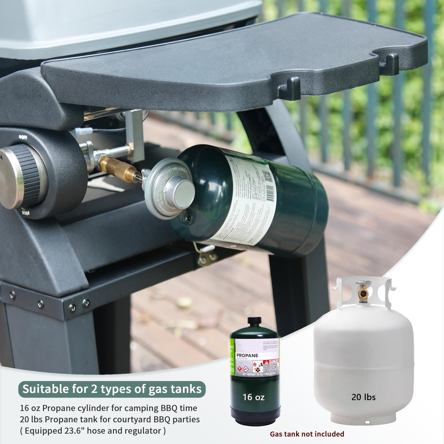 MASTER COOK Gas Grill, Portable Tabletop Propane BBQ Grill with Cart for Patio, Camping, Travel