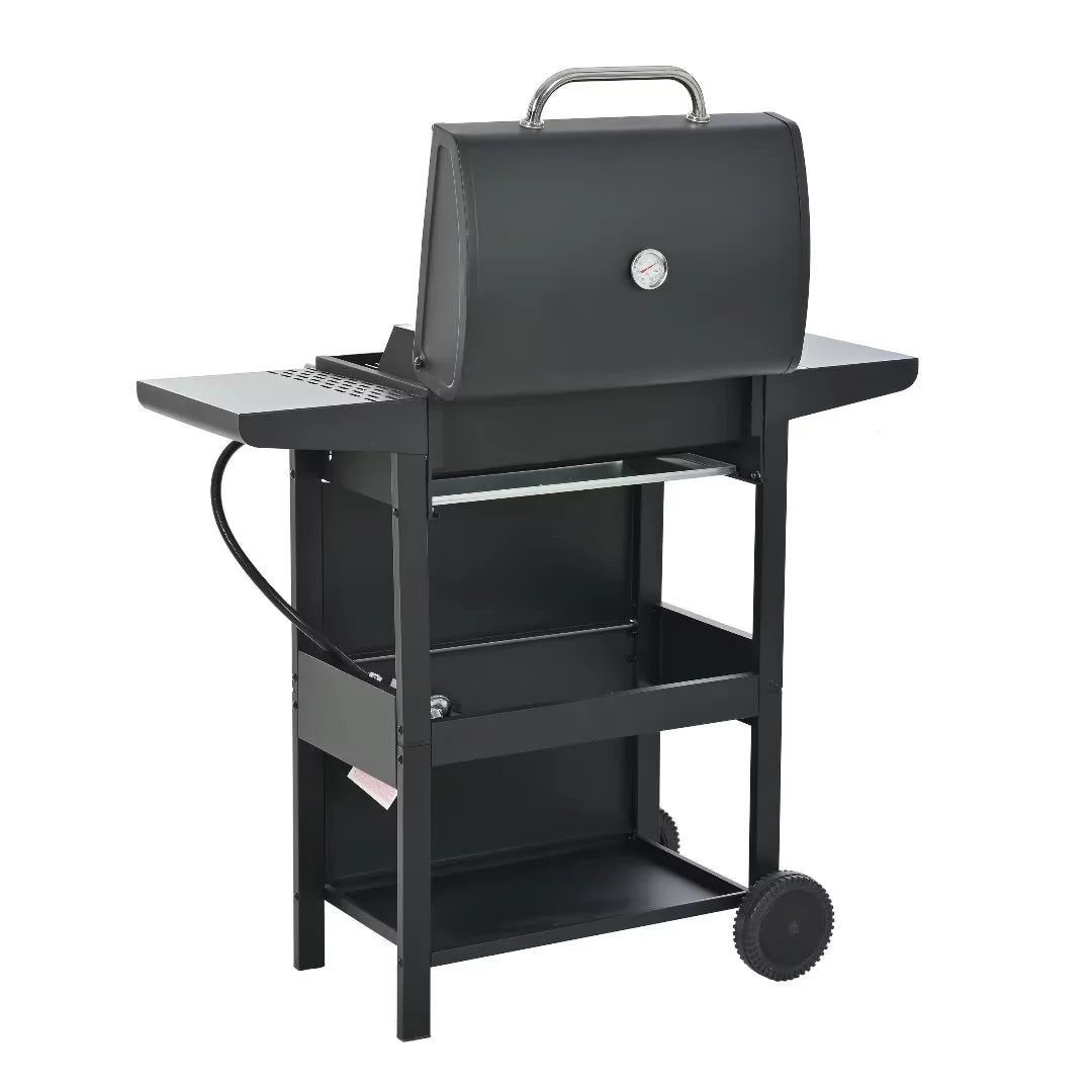 Leuco 3 Burner BBQ Propane Gas Grill, Stainless Steel 25,650 BTU Patio Garden Barbecue Grill with Two Shelves, Lid, Wheels and Bottle Opener
