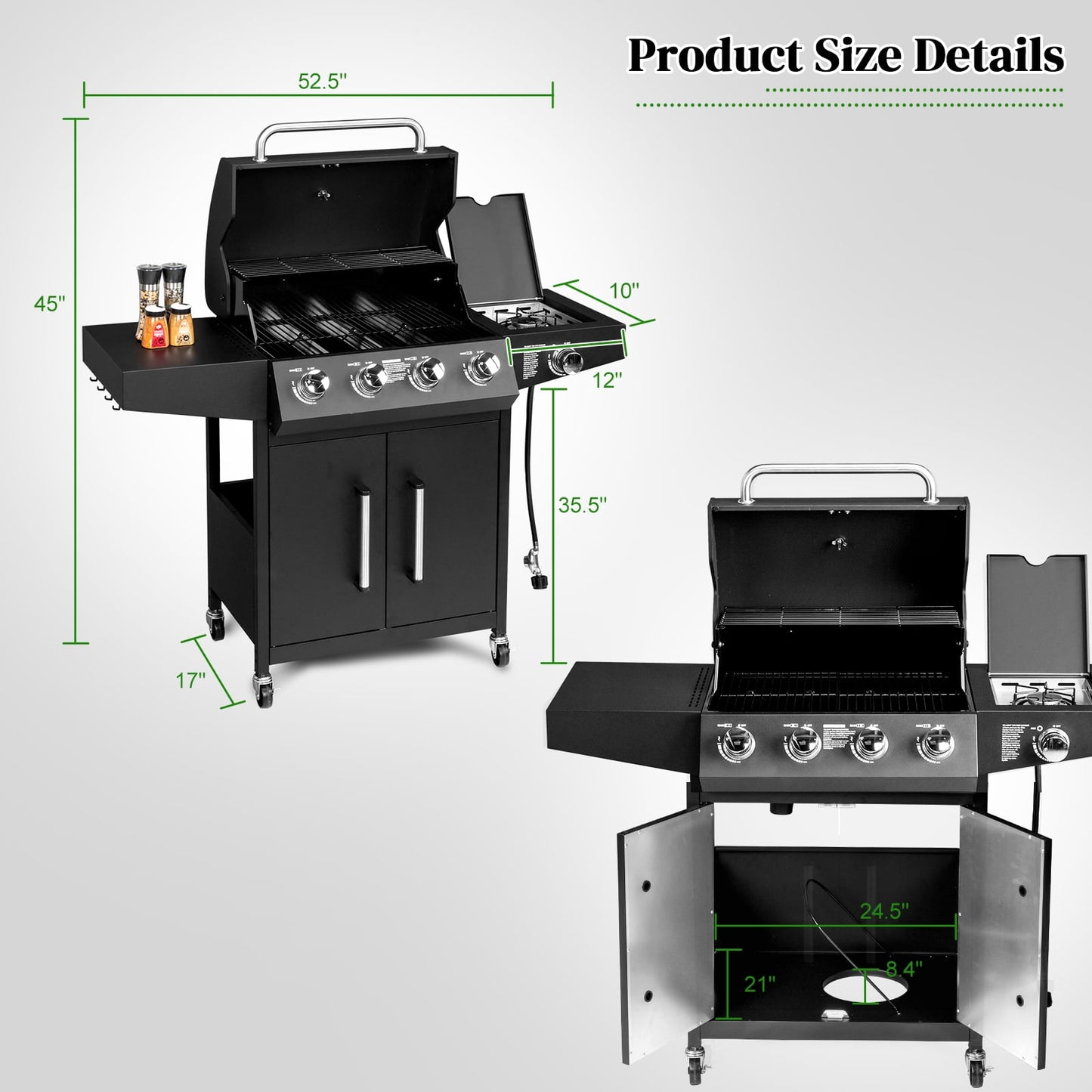 Ktaxon 4 Burner Propane Grill Gas Stove 58000 BTU with Side Stove,Wheels