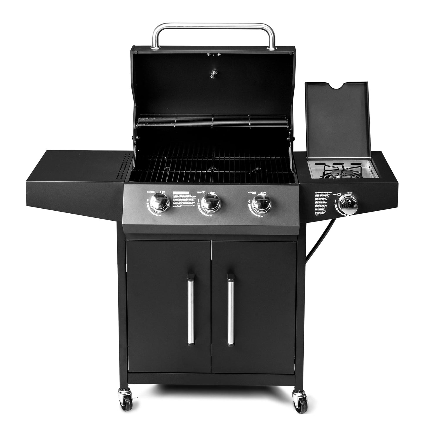 UBesGoo 3 Burner Propane Gas Grill with Side Burner 46000BTU for Camping Cooking BBQ
