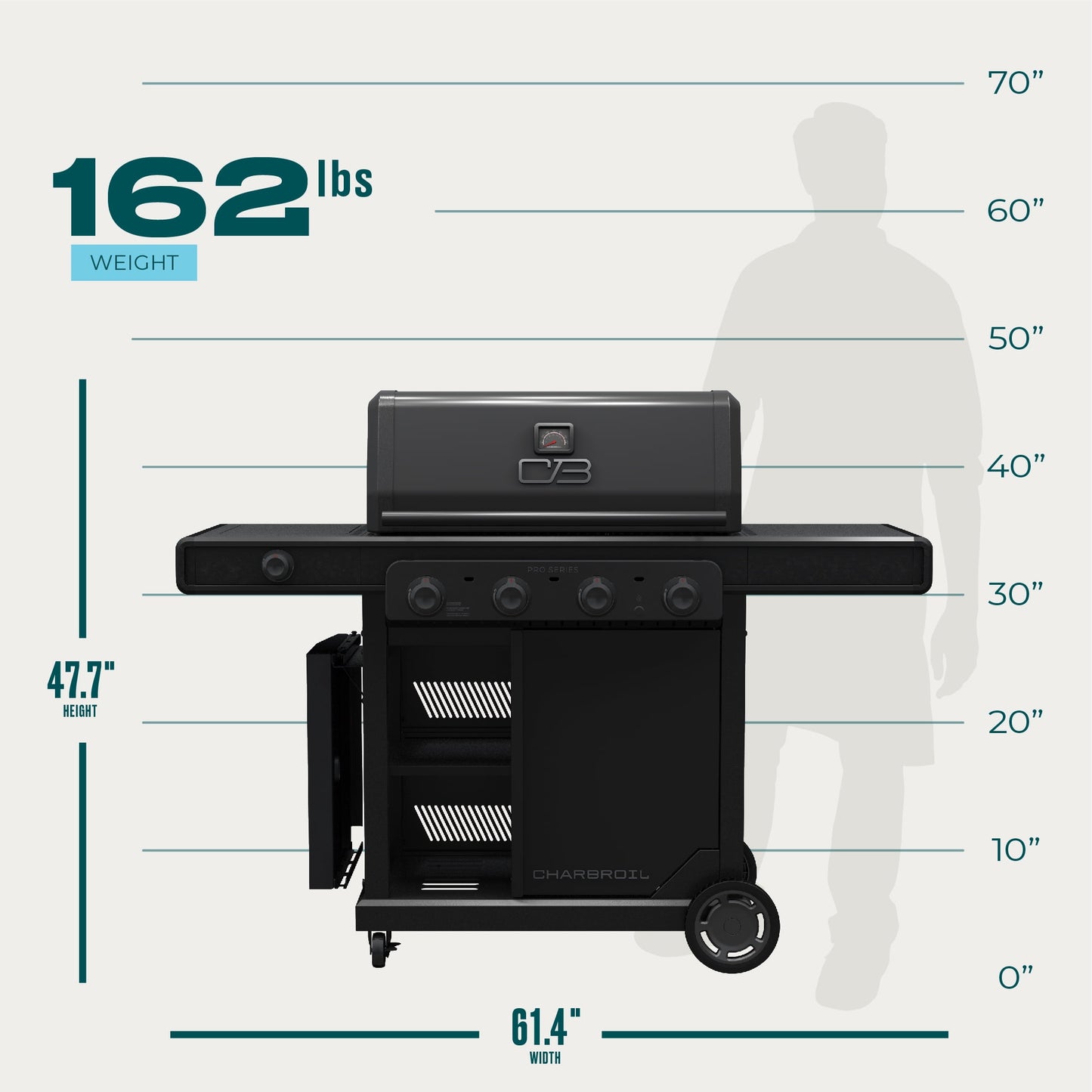 Charbroil Pro Series™ 4-Burner Gas Grill and Griddle with Side Burner