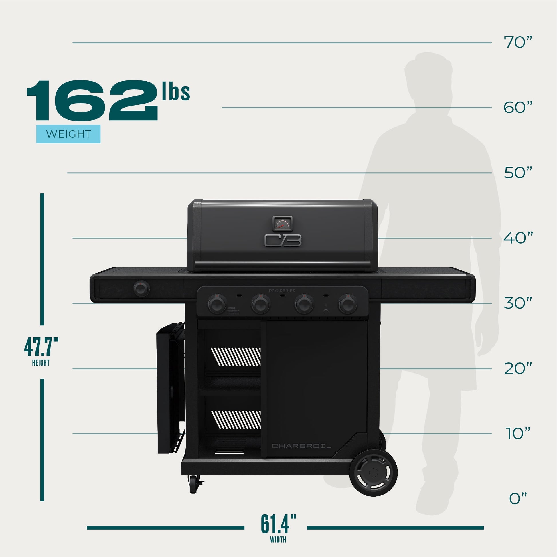 Charbroil Pro Series™ 4-Burner Gas Grill and Griddle with Side Burner
