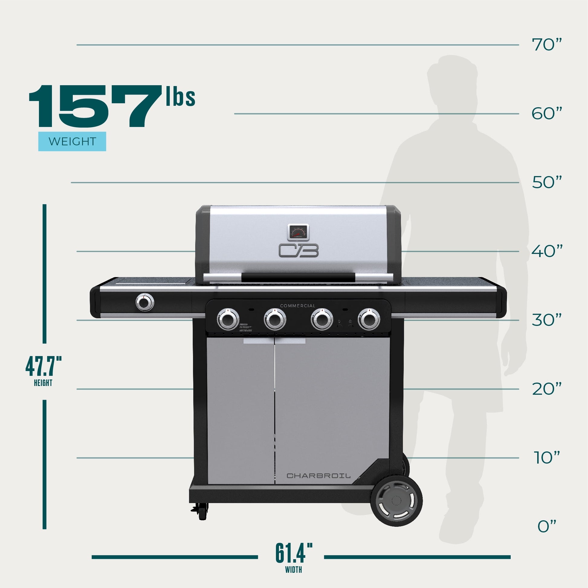Charbroil® Commercial Series™ 4-Burner Gas Grill & Griddle, Black