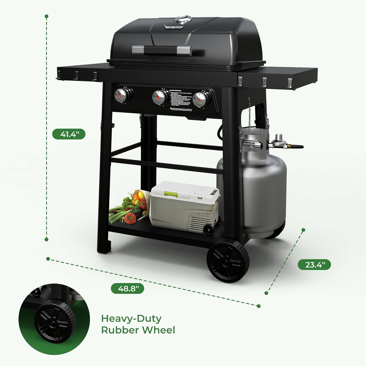 2-in-1 Propane Gas Grill, Enameled Cast Iron Grate & Removable Toptable - BRANDMAN GRILLS SINCE 1987