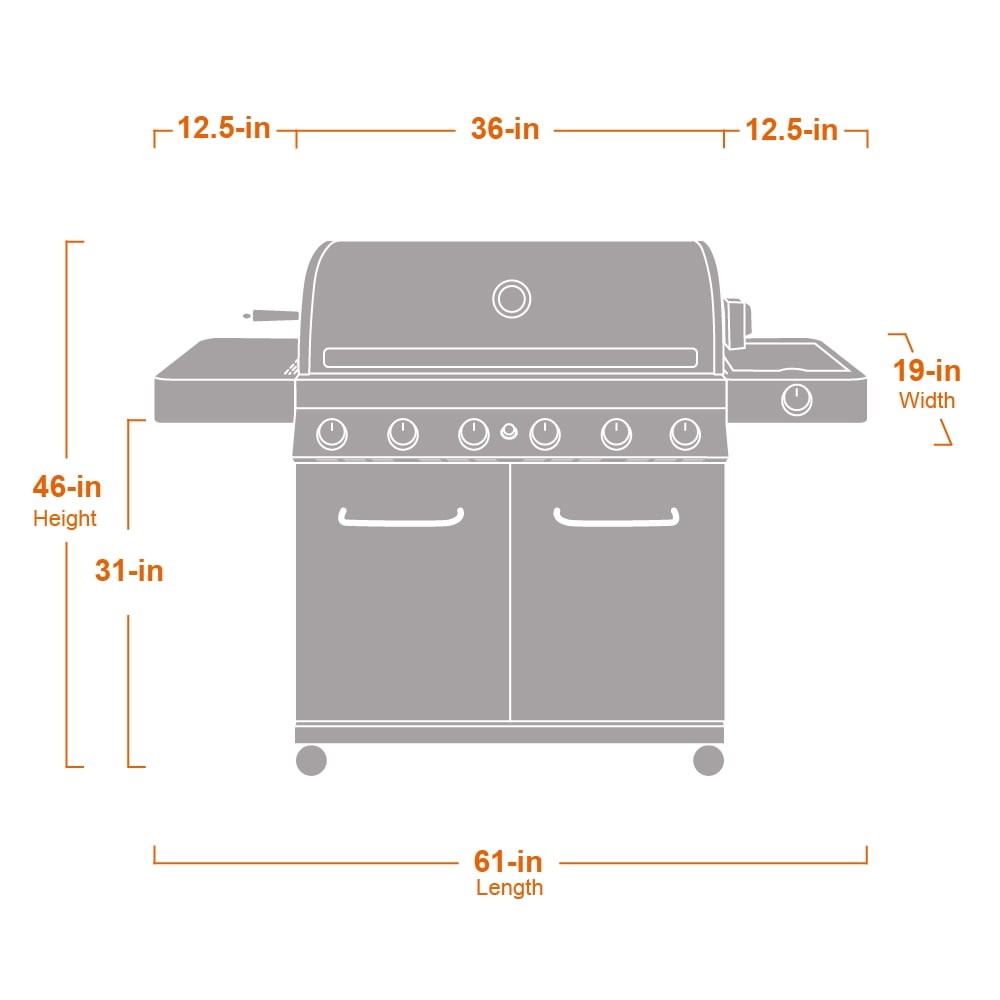 Monument Grills 77352 6-Burner Propane Gas Stainless Grill with LED Controls, Side Burner and Rotisserie Kit